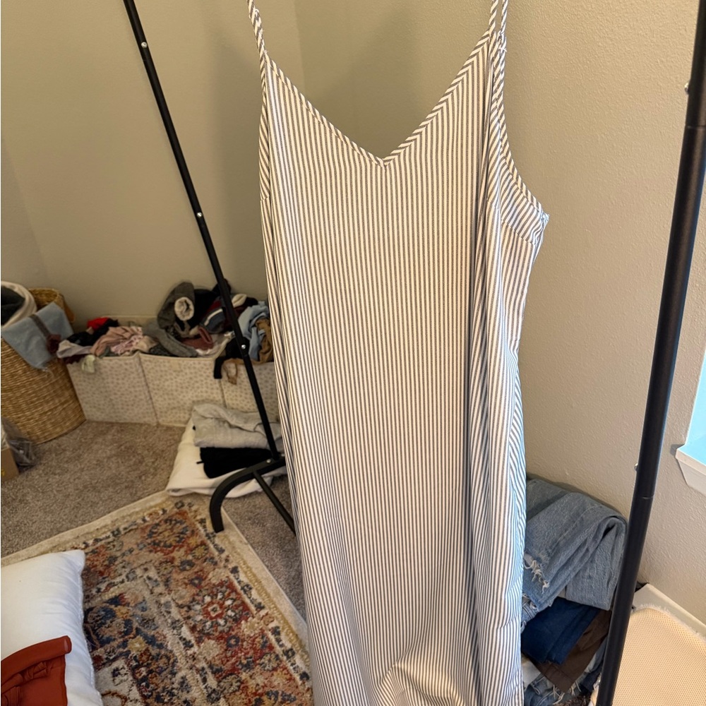 a new day Blue and White Striped Midi Slip Dress